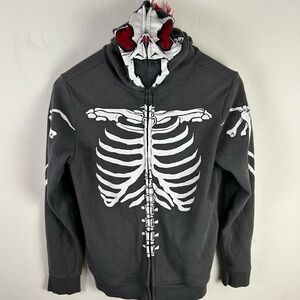 RARE VINTAGE Y2K Tony Hawk Full‑Zip Skeleton Mohawk Hoodie Red Mohawk Size L